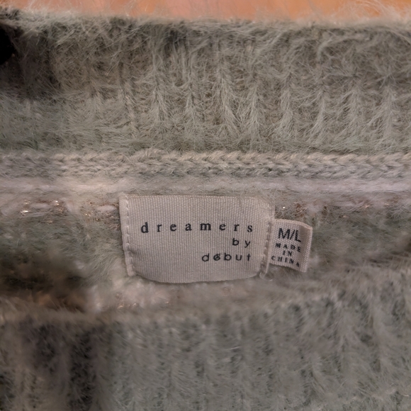 Cozy Striped Sweater in Soft Green and Cream And Gold - Picture 5 of 5